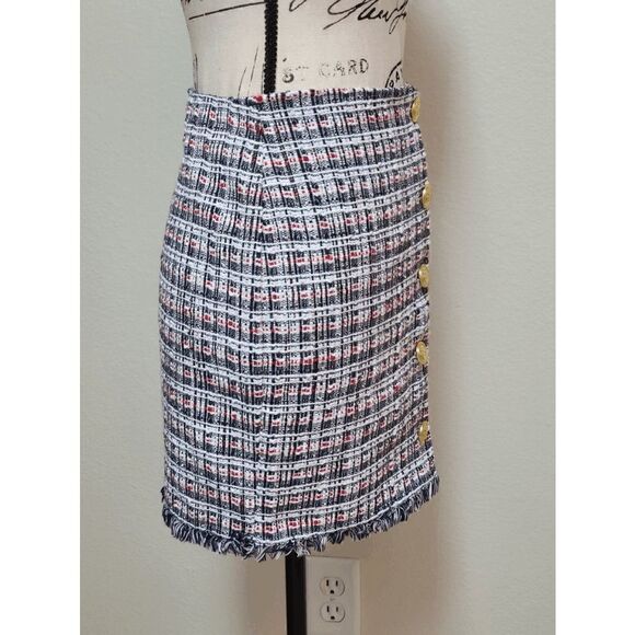 ⚓✨ Nautical Tweed Mini Skirt with Gold Anchor Buttons SIZE S - Picture 10 of 14